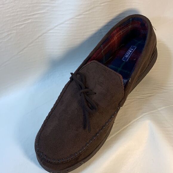 Izod Mens Slippers 100% Polyester Feel The Comfort XXL  Brown Home Holidays New - Picture 3 of 7
